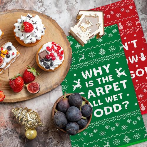 Christmas Vacation Decorations, 2Pcs Funny Holiday Kitchen Towels, Griswold Family Cousin Eddie Christmas Vacation Merch, Xmas Bathroom Hand Towels - Why is The Carpet All Wet? I Don't Know Margo