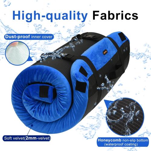 Color Blue Memory Foam Camping Mattress pad, Comfortable Thick Floor Sleeping Mat for Adults with Waterproof and Non-Slip Bottom, Portable Roll Up Mattress for Sleepover Guest,Cot Mad for Car Camping