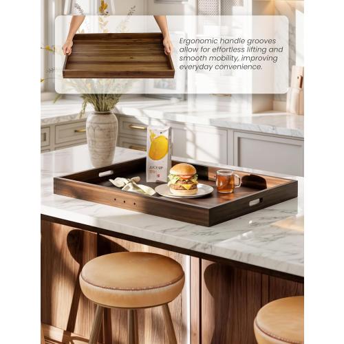 TIDITA Stove Top Covers for Electric Stove 30”x22” (Outer) / 28.9”x20.8” (Inner) - Acacia Wood Noodle Board Gas Stovetop - Stove Top Covers for Gas Burners, Sink Cover For Counter Space (Walnut color)