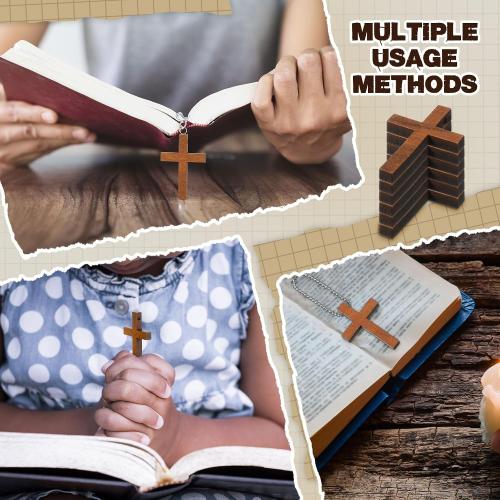 Tradder 100 Set Funeral Favor for a Memorial Service with 100 Wooden Cross Keychain Funeral Thank You Card Organza Bag Guest Sympathy Gift for Remembrance Bereavement Celebration of Life(Cross)