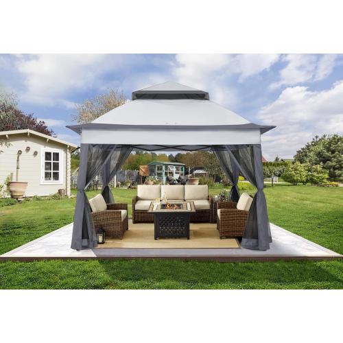 COOSHADE 11x11 Pop Up Gazebo Tent Outdoor Canopy Patio Shelter with Mosquito Netting(Dark Grey)