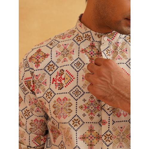 Sojanya 7XL (Since 1958 Men'S Cotton Blend Printed Only Long Kurta