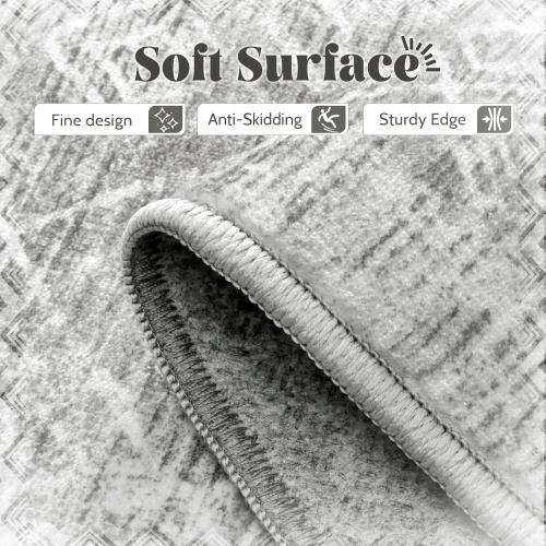 Washable Area Rug 2x3: Moroccan Entryway Rug Geometric Farmhouse Boho Throw Rug Non Slip Low Pile Soft Indoor Doormat for Entrance Bedroom Kitchen Hallway (Grey,2x3)