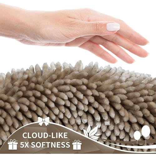 Yimobra Chenille Bathroom Rugs Non Slip, Extra Thick Soft Absorbent Bath Rug Medium Machine Washable Quick Dry Bath Mat for Bathroom Floor, Tub and Shower, Home Decor Accessories, Camel