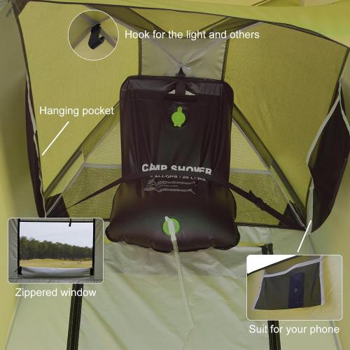 Vidalido Outdoor Camping Shower Tent Easy Setup Privacy Tent Changing Room Portable Camp Shower Tents for Camping with Floor, Waterproof Privacy Shelters Camping Toilet Tent