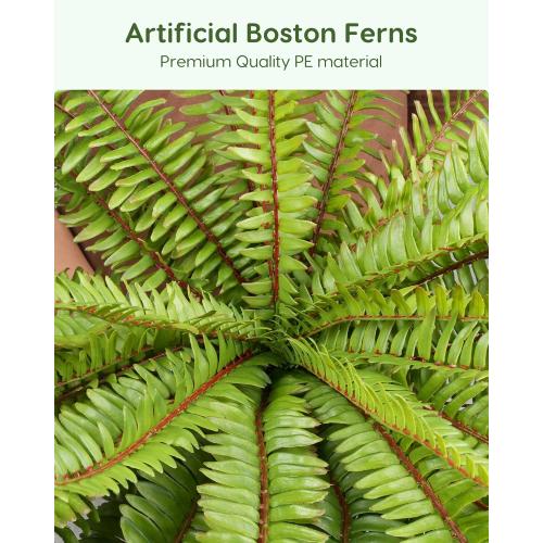 Velener 36 Inch Artificial Boston Fern Large Hanging Plant, Fake Fern Plants Bush Indoor for Home Decor, Faux Plants Outdoor, Garden, Office, Garden Decoration(Green)