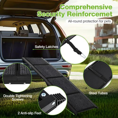 Dog Ramp for Car，63 x 17 Wide Folding Pet Ramp Dog Ramps for Medium & Large Dogs with Non-Slip Rug Surface ，Portable Dog Car Ramp for SUV Car & Truck, Outdoor Dog Ramp Up to 250 LBS