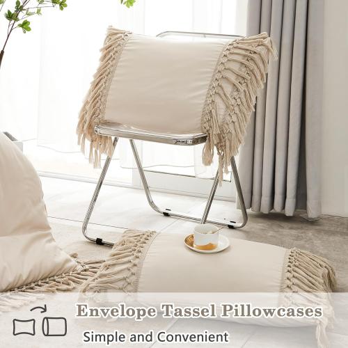 Comforter Queen Size Set Beige, 3 Pieces Tassel Boho Lightweight Winter Bedding Comforters & Sets, All Season Bed Set (90x90In Comforter & 2 Pillowcases)