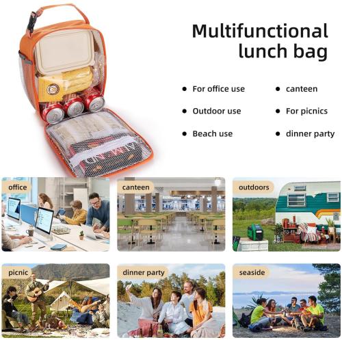 Lovoeo Lunch box Lunch bag for men women Insulated Lunchbox Lunch bags for Work Picnic Travel (Orange)