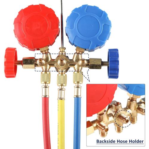 Orion Motor Tech 3 Way AC Diagnostic Manifold Gauge Set for Freon Charging, Fits R134A R12 R22 and R502 Refrigerants, with 5FT Hose, Tank Adapters, Adjustable Couplers and Can Tap