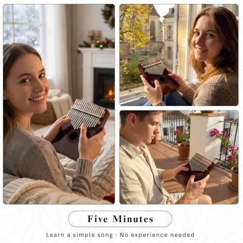 Kalimba Thumb Piano 17 Keys, Portable Mbira Finger Piano Gifts for Kids and Adults Beginners