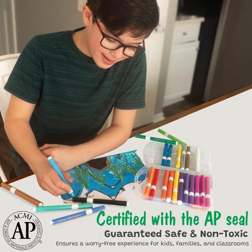 The Pencil Grip Magic Stix Washable Acrylic Markers for Kids and Teens, 12 Non-Toxic Colors, Allergen-Free, Vibrant Paint Pens for Crafting and DIY
