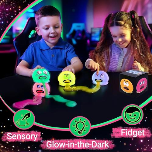 4 Pack Puking and Sucking Slime Ball Fidget Toy, Glow in The Dark Vomiting Stress Balls, Hilarious and Gross Prank Toys Gag Gift, Novelty Sensory Squeeze Toy for Kids Adults