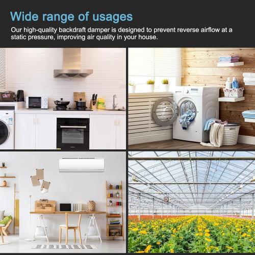 [Upgraded] Hon&Guan 10 Inch Duct Backdraft Damper, One-Way Airflow Ducting Insert Backflow Preventer Duct Draft Blocker, HVAC Inline Fan Vent