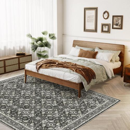 WITSHOCK Living Room Area Rugs 9x12: Soft Non-Slip Backing Washable Rugs Vintage Large Carpet for Bedroom Office Dining Room Kitchen Stain Resistant Home Decor Rug