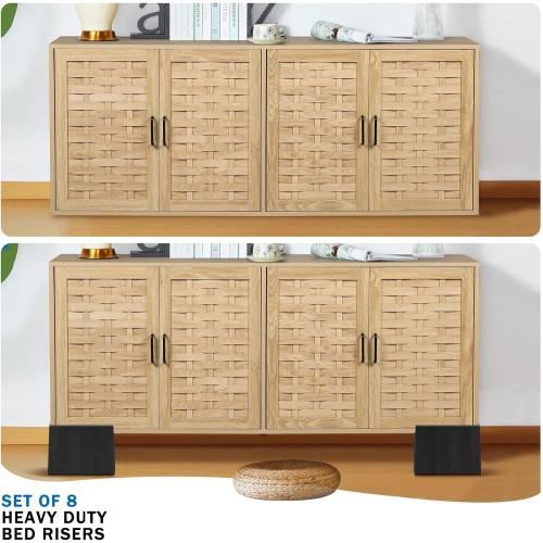 Bed Risers 5 Inch Heavy Duty,Oversized Couch Risers, Extra Wide Furniture Risers for Sofa Table Desk Headboard Chair Lifting,Rectangular Risering Blocks Support 11000 lbs(8 Pack Black)