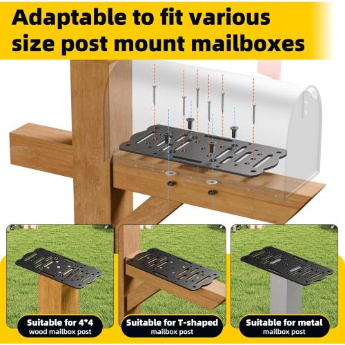 Metal Mailbox Mounting Bracket,Post Mount Mailboxes Board,Mailbox Bracket for 4x4 Wood or Hollow Posts,Mailbox Mounting Plate For Most Post-Mounted Mailboxes with Mounting Holes at the Bottom