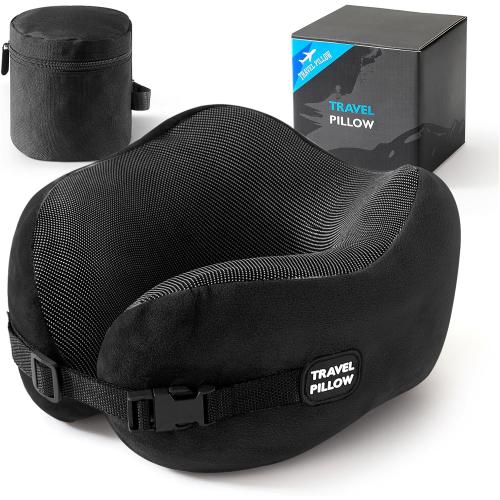 Travel Neck Pillow Memory Foam Adjustable Clasp for Airplane | Ergonomic Support, Removable Washable Cover, Portable Travel Bag. Ideal for Car, Office & Long Flights. Green❗❗❗❗