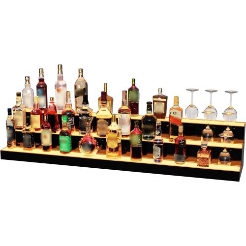 MESAlLUP 60 Inch 3 Tier Lighted Liquor Bottle Display Shelf, LED Bar Shelves with Remote Control, Mulit Color Lighting for Home Mini Bars Decor, Restaurants & Party Use, Acrylic Stand