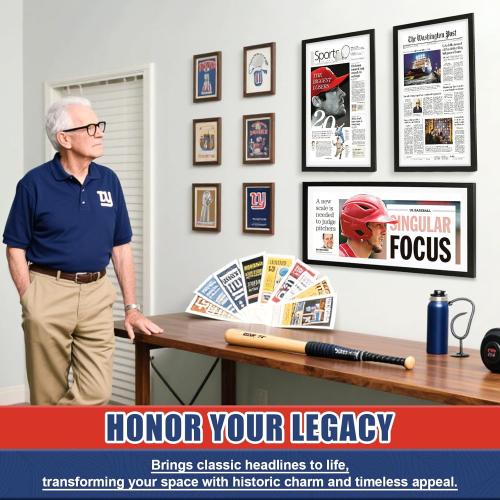 JupDec 11 × 22 Up to 13 × 24 Newspaper Frame, Premium Wood Display Case with Acrylic Panel, Wall Mount or Tabletop Stand, Perfect for Home & Office Decor, Ideal Gift for Collector, 1 Pack, White  ‼️unused ‼️