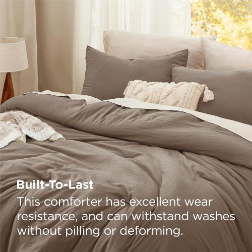 Bedsure King Comforter Set, Brown Soft Prewashed Bedding for All Seasons, 3 Pieces GentleSoft™ Bed Set, 1 Lightweight Comforter (104x90) and 2 Pillowcases (20x36)
