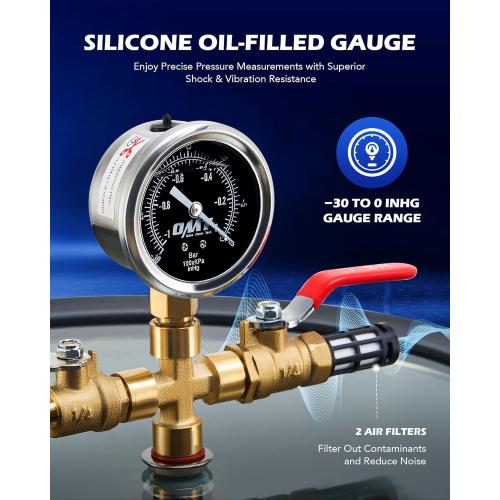 Orion Motor Tech 3 Gal Vacuum Chamber with Pump Kit, 3.5 cfm Vacuum Pump and Chamber Kit with Tempered Glass Lid 5 ft Hose, Vacuum Degassing Chamber Kit for Stabilizing Wood Degassing Silicone Resin