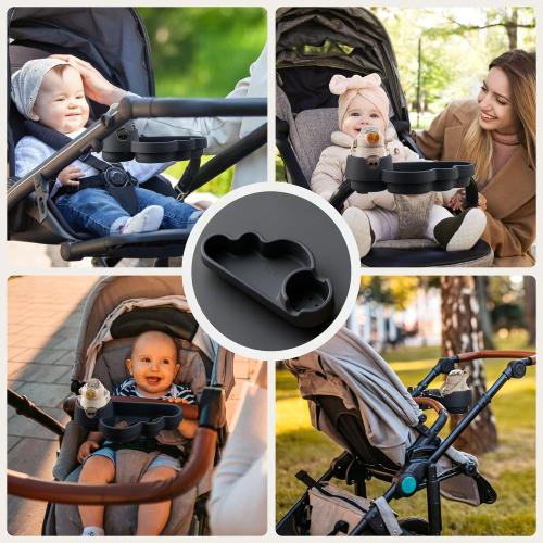 Li & Zhao Universal Stroller Snack Tray Attachment - Universal Snack Tray for Cloud Cup Holder Tray Plastic Accessories for Baby,Toddler(Beige)