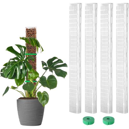 EOX Plastic Moss Pole for Monstera and Climbing Plants, 24-Inch, 4-Pack