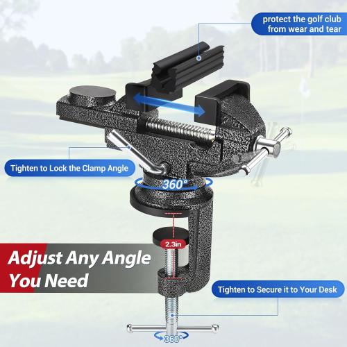 AugFir Golf Grip Kit for Regripping Golf Clubs, Portable Table Vise Rubber Clamp for Golf Grip Removal Tool with Solvent, Golf Club Regripping Kit