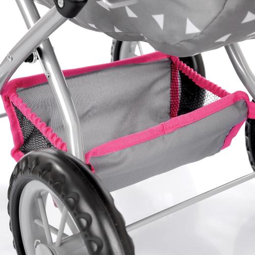 Adjustable Baby Doll Stroller Toy with Foldable Hood | Lightweight Design for Dolls Up to 18 inches | Quiet Foam Wheels, Machine-Washable Bassinet Pram, Indoor and Outdoor Play, Model KP0262S
