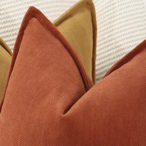 MADIZZ Textured Chenille Throw Pillow Covers Pack of 2 Natural Soft Decorative Accent Pillowcases Boho Neutral Couch Throw Pillow for Bed Home Decor for Sofa Livingroom 20x20 inch Rust