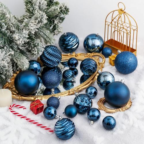 XmasExp 60mm/2.36 Christmas Ball Ornaments Shatterproof Christmas Ornaments Set Decorations for Xmas Tree Balls - 24ct (2.36'', Blue)