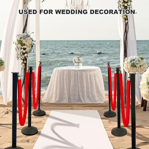 2 Pack Stanchions Post with Velvet Rope, Crowd Control Stanchions, Queue Pole for for Movie Theater, Party Supplies …