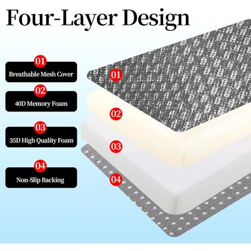 Extra Thick Chair Cushions,Office Chair Booster Seat Cushion to Raise Seat Height for Pain Relief, Non Slip Memory Foam Thick Cushion with Carry Handle（Dark Grey）