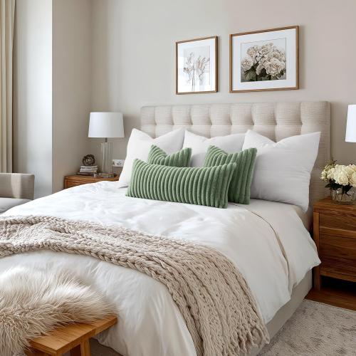 MIULEE Faux Fur Decorative Throw Pillow Covers 18x18 Inch Set of 2, Modern Spring Home Decor Soft Plush Couch Pillows Cozy Fluffy Cushion Covers for Sofa Bed Sage Green