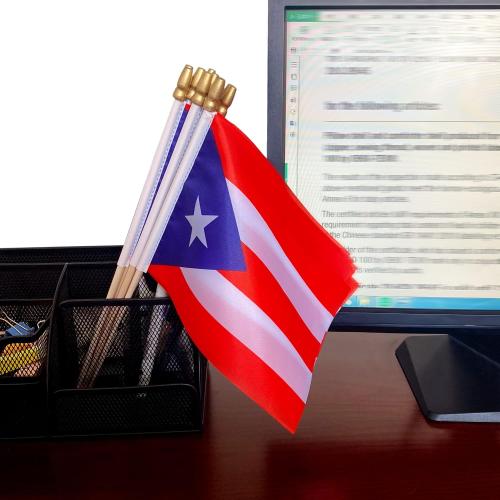 TSMD Puerto Rico Stick Flag Puerto Rican Small Mini Hand Held Flags,5x8 Inch,12 Pack
