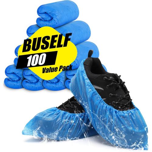Shoe Covers Disposable Non Slip - Pack of 100 (50 Pairs), Premium Waterproof and Recyclable Shoe Booties Covers for Indoors, Fits Up To 11 US Men and 13 US Women Size