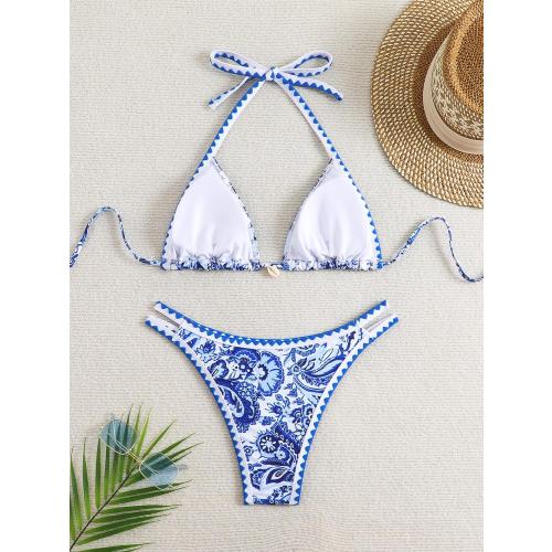 Size XS Women's Floral Printed Bathing Suit Halter Paisley Summer Swimsuit Bikinis Set