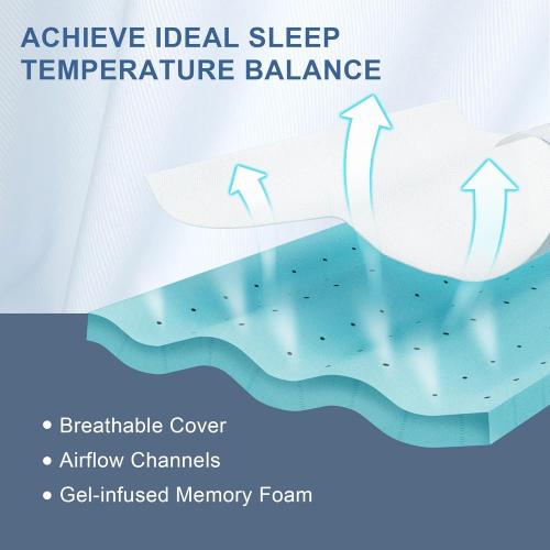 Eiayeebil 3 Inch Memory Foam Mattress Topper Twin, Memory Foam Pad with Removable & Washable Cover, Bed Topper for Back Pain, Non-Slip Ventilated Design, Twin Size