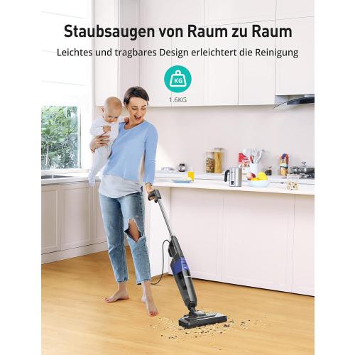 Corded Stick Vacuum Cleaner, Aspiron Small Vacuum Cleaner with 20kPa Powerful Suction & 0.88QT Dust Cup and 32ft Power Cord, 5-in-1 Handheld Lightweight Bagless vacuum cleaner carpet and floor for Pet
