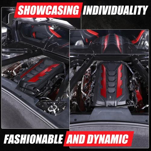 Engine Cover Edge Trim Compatible with Chevrolet Corvette C8 2020-2026, Aluminum Engine Compartment Left Right Panel Decoration Accessories (Red)