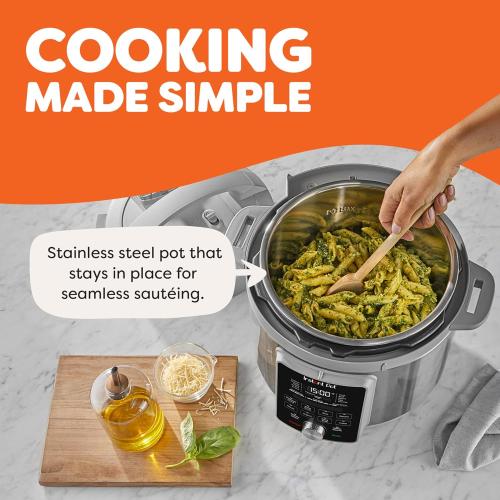 Instant Pot, 6-Quart Whisper Quiet 9-in-1 Electric Pressure Cooker, Slow Rice Steamer, Sauté, Yogurt Maker, Warmer & Sterilizer, Free App with 800  Recipes, Stainless Steel