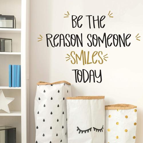 Paper Riot Co. Inspirational Wall Stickers Be The Reason Someone Smiles Today Positive Motivational Removable Adhesive Decals for Classroom Kids Room Nursery Bedroom Home Decor
