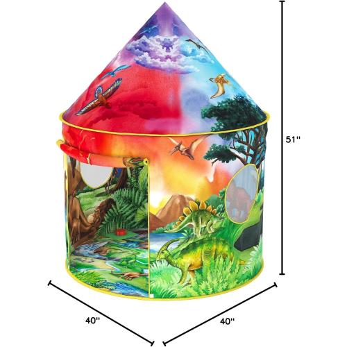 Multicolor W&O Dinosaur Discovery Play Tent with Roar Button - Extraordinary Pop Up Tent for Boys & Girls - Perfect for Indoor & Outdoor Adventures