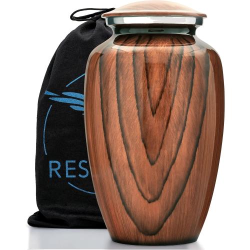 11x6 Aubree Woodgrain Aluminum Urns for Adult Male. Cremation urns for Human Ashes Adult Female. Decorative Wood urns for Human Ashes by Restaall