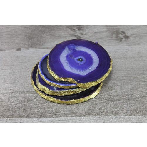 eSplanade Natural Agate Coasters Bar Beer Coffee Tea Coaster - Set of 4 Coasters - Perfect Table Accessories Tableware (Blue)