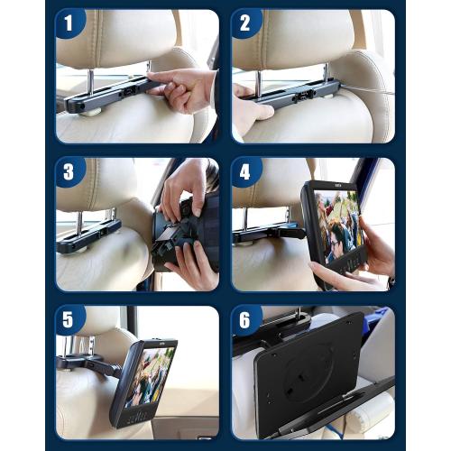 WONNIE  Two DVD Players Dual Screen for Car Portable CD Player, Play a Same or Two Different Movies with Two Mounting Brackets, 5-Hour Rechargeable Battery, Support USB/SD Card Reader