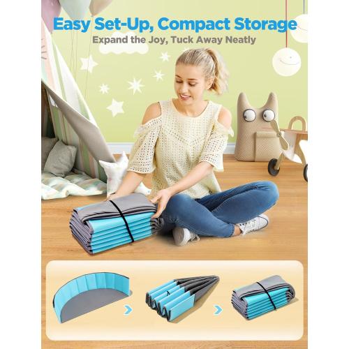 Large Ball Pit for Toddlers - 44in Baby Ball Pool with Playmat, Hold Over 1000 Balls, Foldable Play Pit for Kids Dogs Indoor and Outdoor Games, Party Toys Gifts, Balls Not Include (Blue)