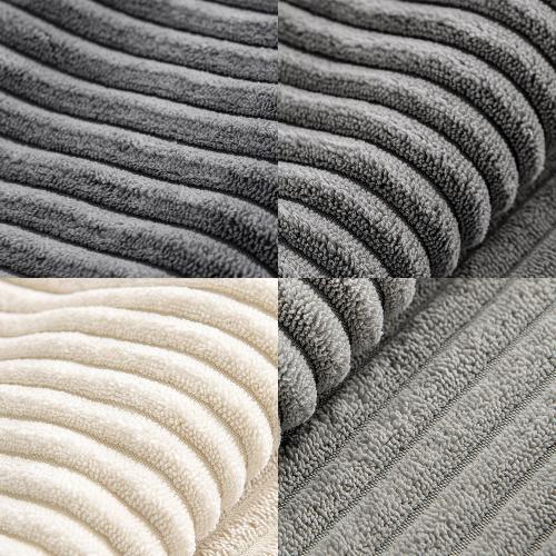 MIULEE Neutral Grey Decorative Throw Pillow Covers 18x18 Inch Set of 4 Modern Farmhouse Corduroy Cushion Cases Striped Patchwork Pillow Cases for Couch Sofa Bedroom Home Decor