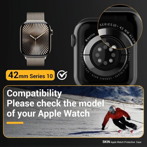 MAGEASY Designed for Apple Watch Series 10 Case 42mm | Shockproof Silicone Bumper with Customizable Buttons, Military Grade Durable Protective iWatch Cover, Skin Series - Shell Pink